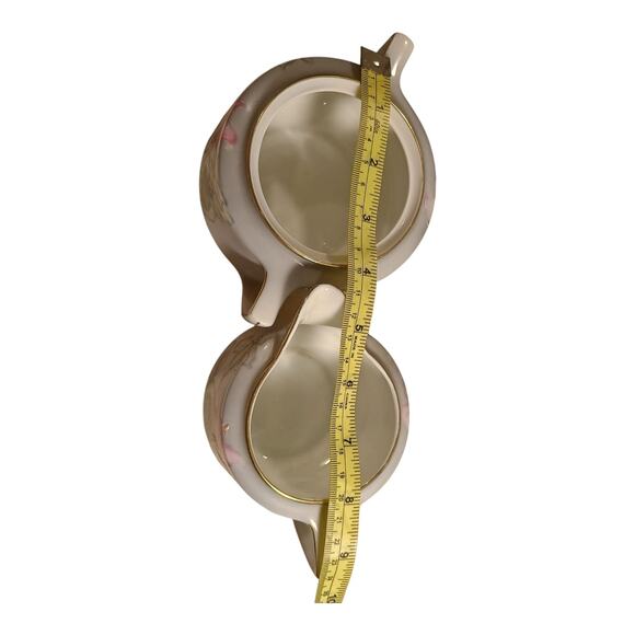 Tirschenreuth PT Gray Pink Flowers Creamer And Sugar Dish Gold Trim Hand Painted - Picture 10 of 12